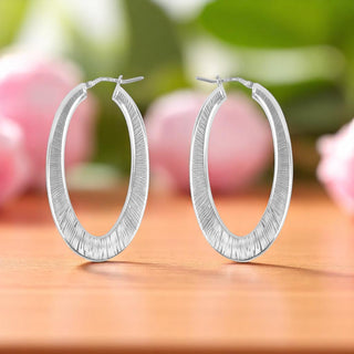 Striated Wire Oval Sleek Hoops