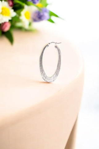 Striated Wire Oval Sleek Hoops