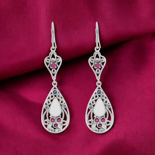 Floral Pendant Drop Earrings