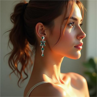 Sleek Green Petal and Leaf Earrings