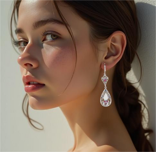 Floral Pendant Drop Earrings